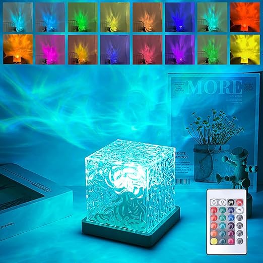 Home Basics's Tesseract Lamp with Remote Control, LED Ocean Wave Projector Light, 16 Colors Gradual Ocean Lamp